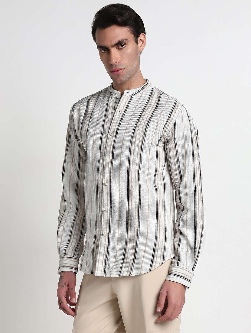 men self designed mandarin neck casual shirt - 21909036 -  Standard Image - 2