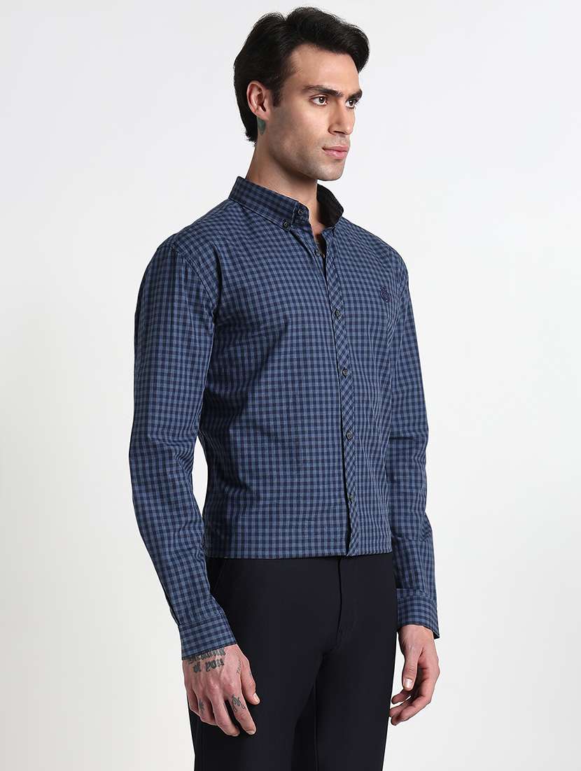 men checkered collared long sleeves casual shirt - 21909038 -  Standard Image - 2