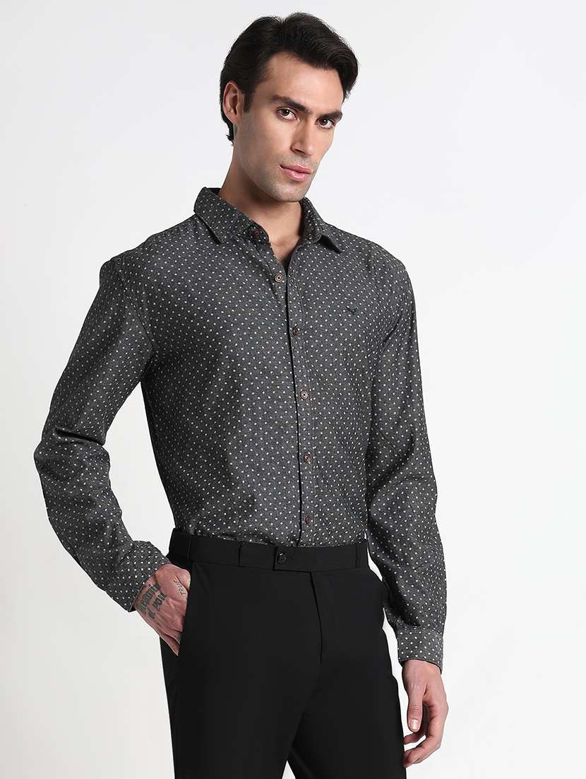 men printed long sleeve slim fit formal shirt - 21909040 -  Standard Image - 2