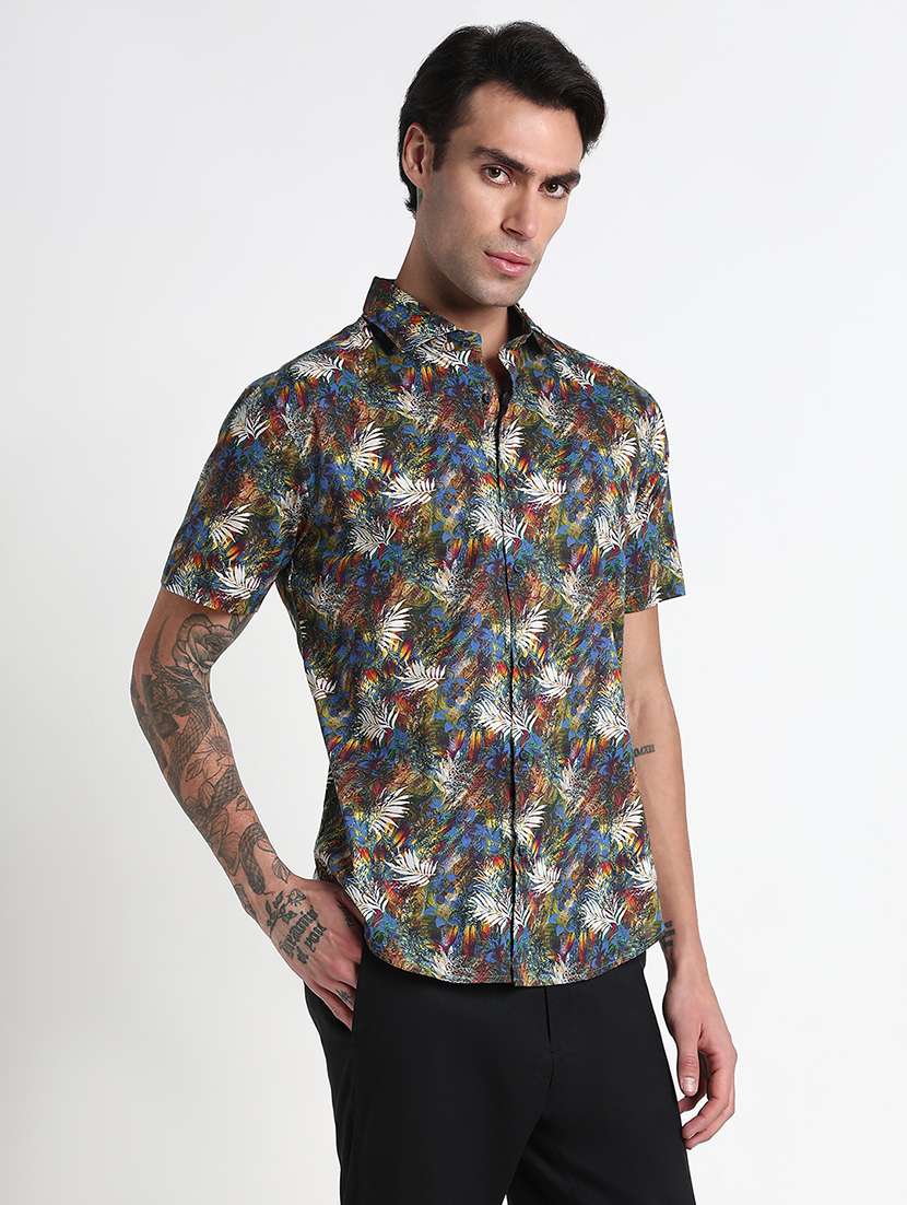 men printed collared short sleeves casual shirt - 21909041 -  Standard Image - 2