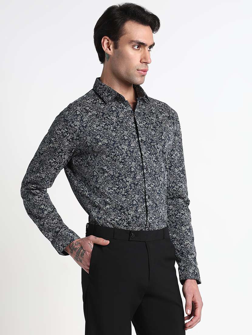 men floral printed long sleeve slim fit formal shirt - 21909045 - Standard Image - 2