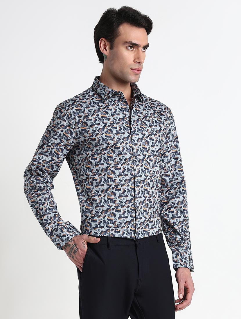 men printed collared long sleeves casual shirt - 21909049 - Standard Image - 2