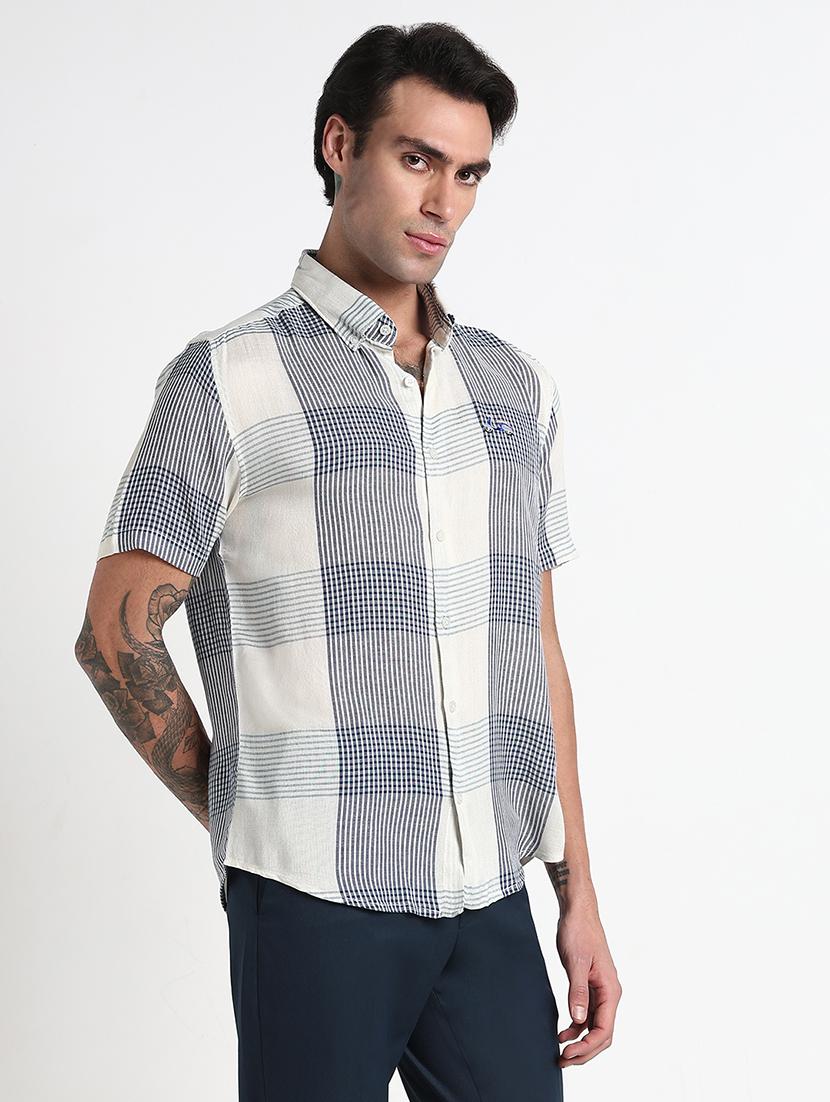 men checkered short sleeve regular fit casual shirt - 21909051 - Standard Image - 2