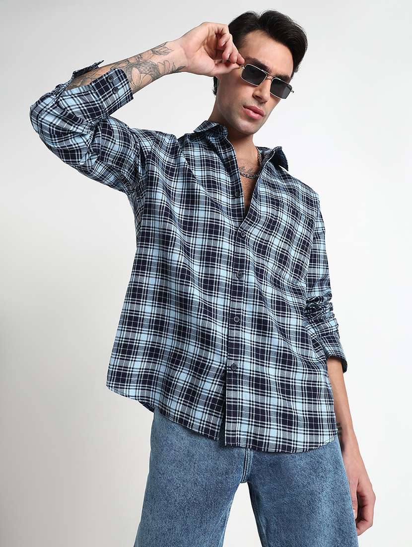 men checkered long sleeve regular fit casual shirt