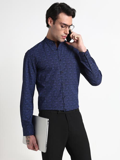 men printed mandarin collar casual shirt - 21909056 - Standard Image - 0