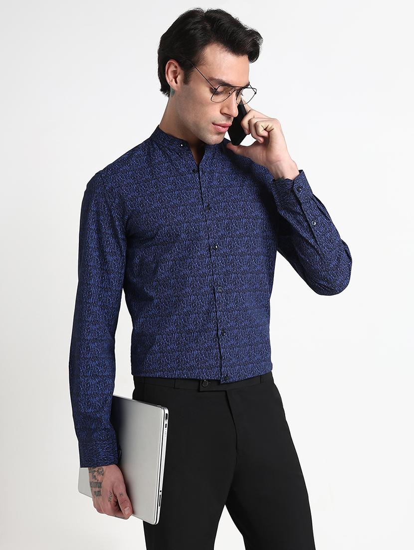 men printed mandarin collar casual shirt - 21909056 - Zoom Image - 0