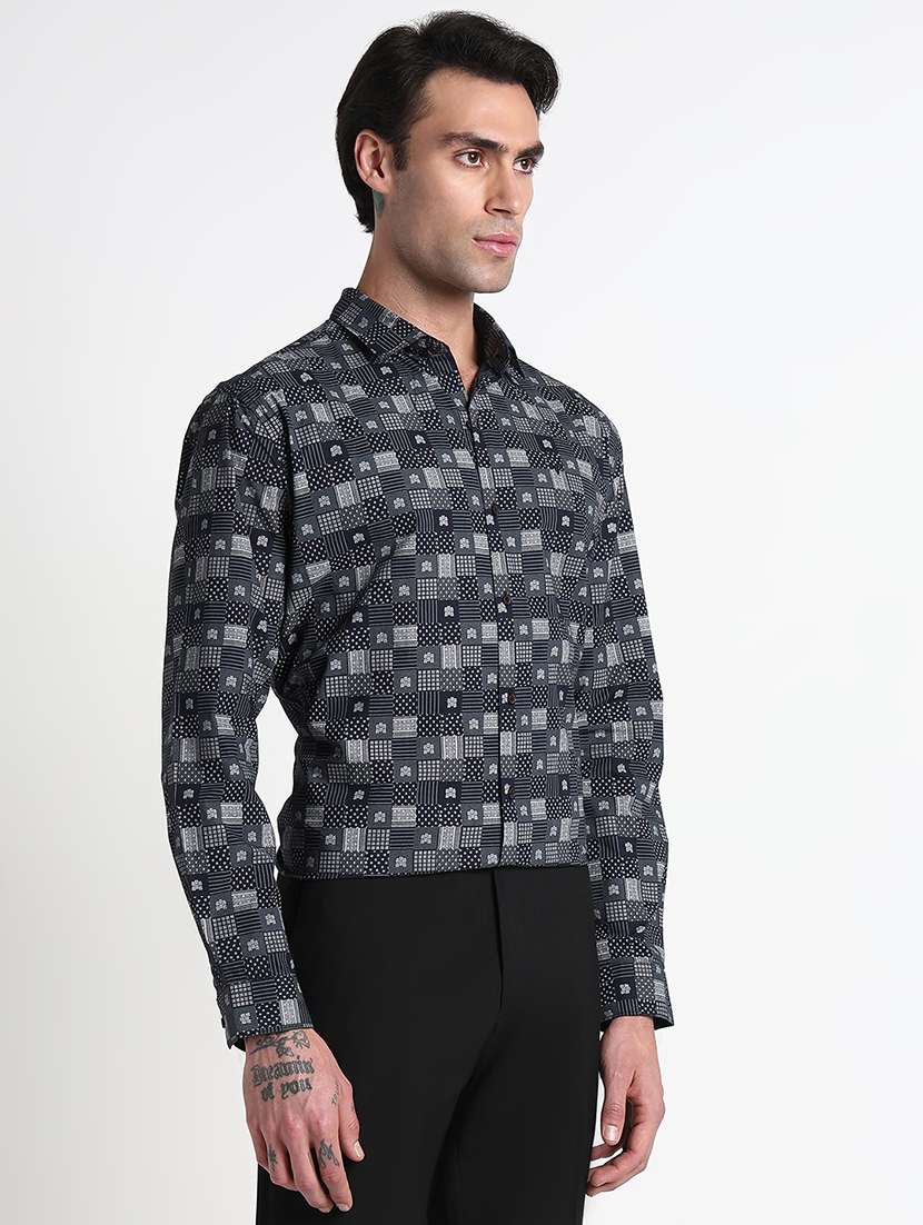 men printed long sleeve slim fit formal shirt - 21909057 -  Standard Image - 2