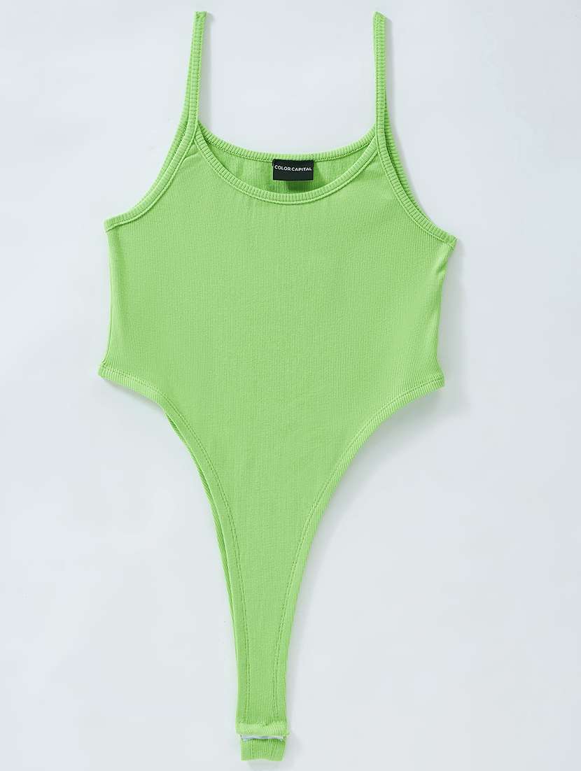 women solid shoulder strap bodysuit top - 21909068 -  Standard Image - 7