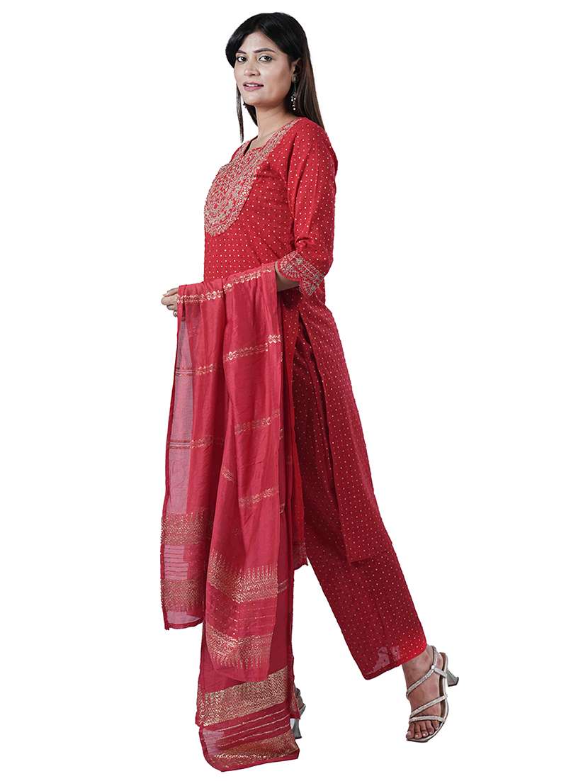 women three quarter sleeve kurta pant with dupatta set - 21909074 -  Standard Image - 2