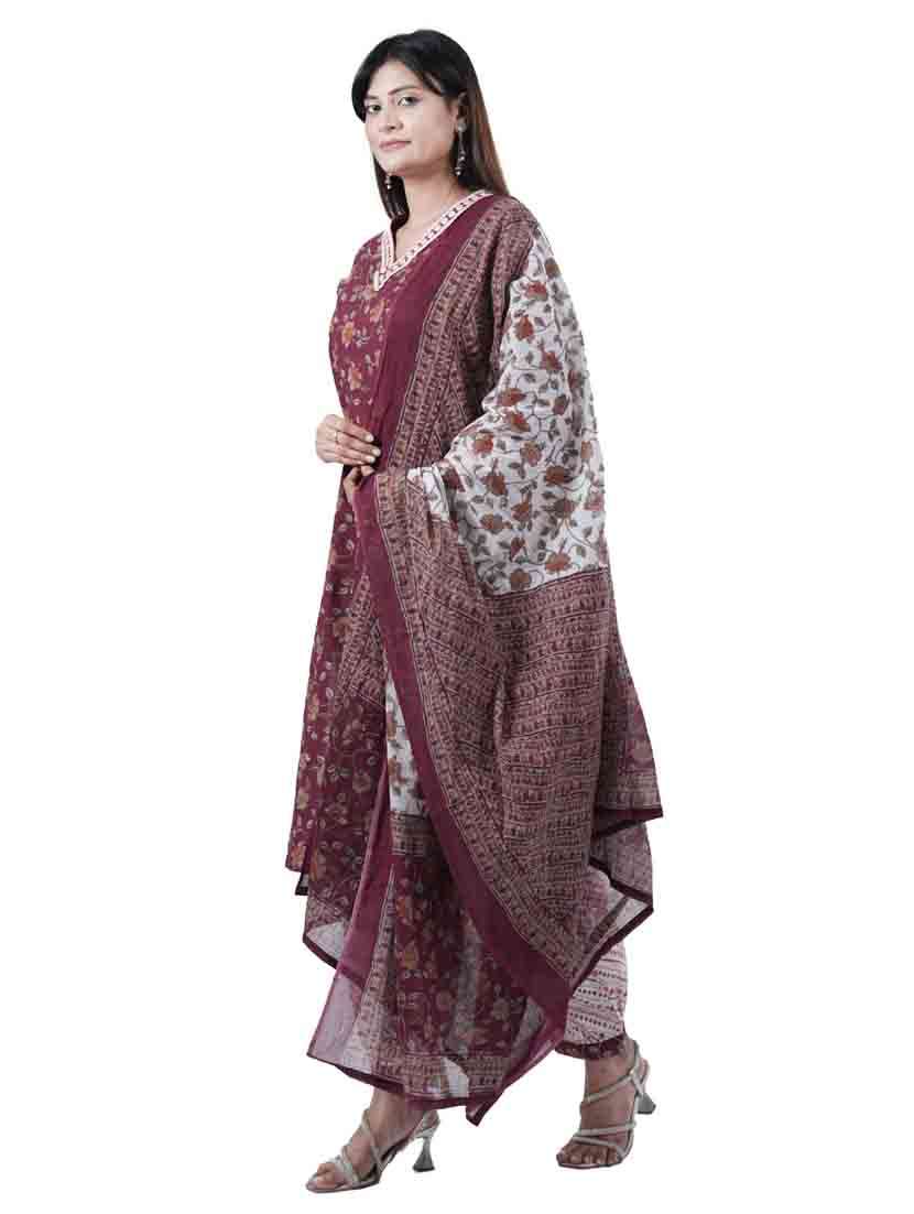 women three quarter sleeve kurta salwar with dupatta set - 21909075 -  Standard Image - 2