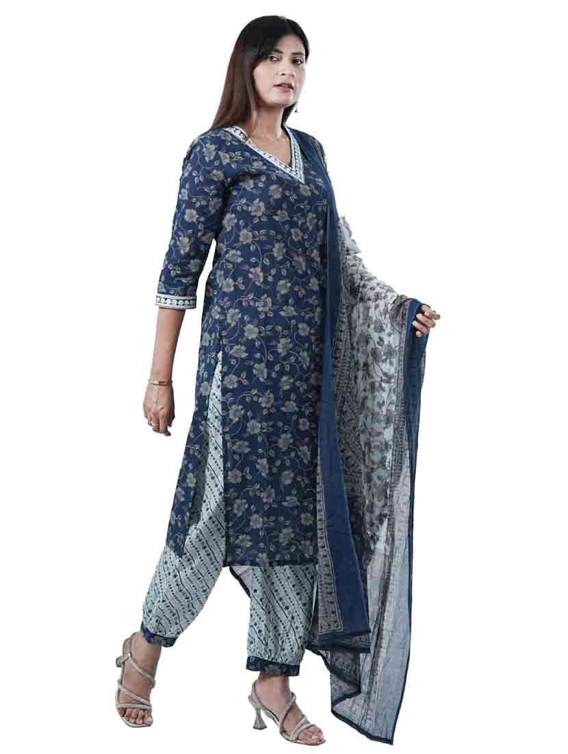 women three quarter sleeve kurta salwar with dupatta set - 21909076 -  Standard Image - 2