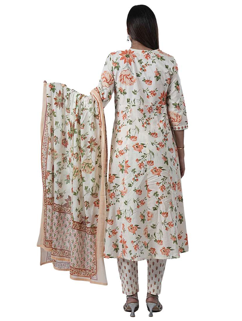 women three quarter sleeve kurta pant with dupatta set - 21909087 -  Standard Image - 2