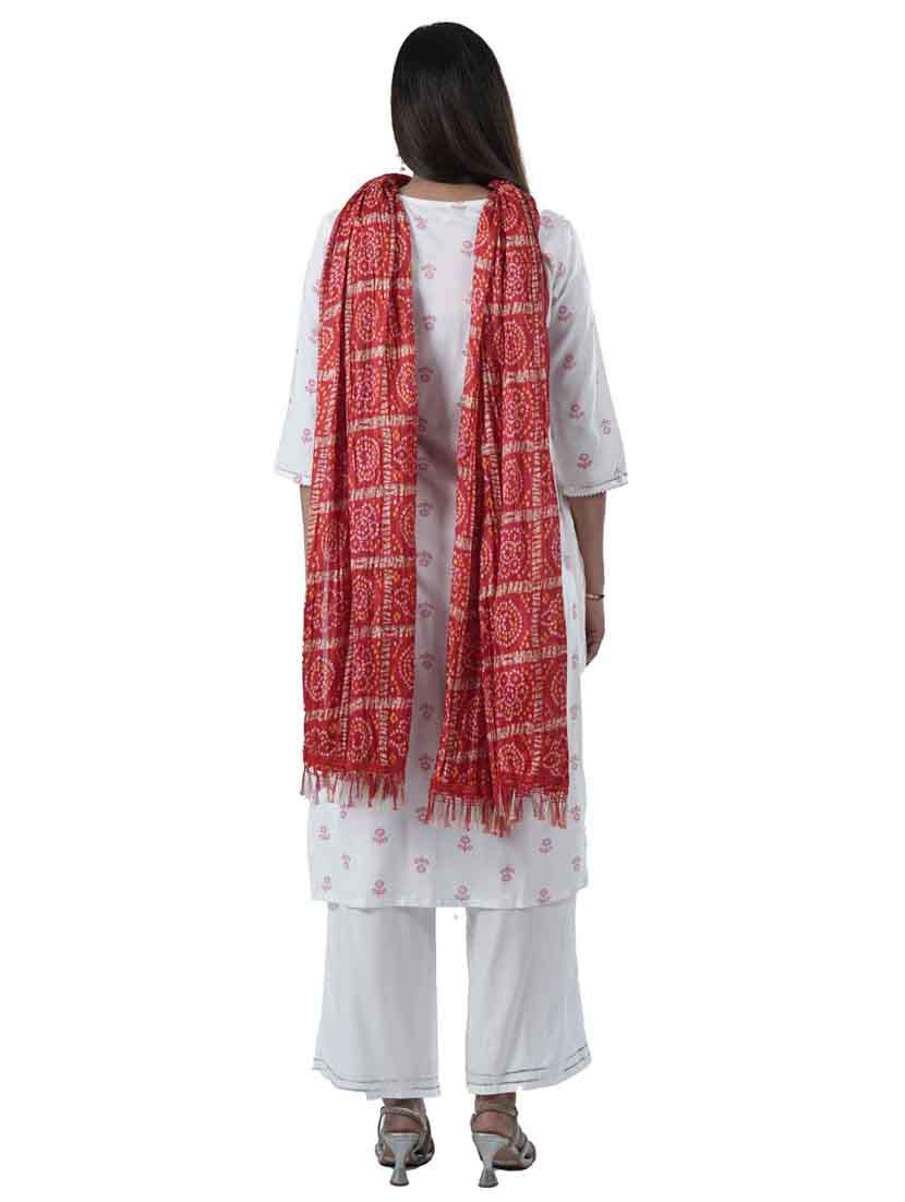 women three quarter sleeve kurta palazzo with dupatta set - 21909101 - Standard Image - 2