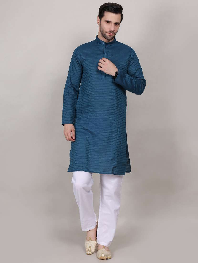 men self designed long sleeves kurta trouser set