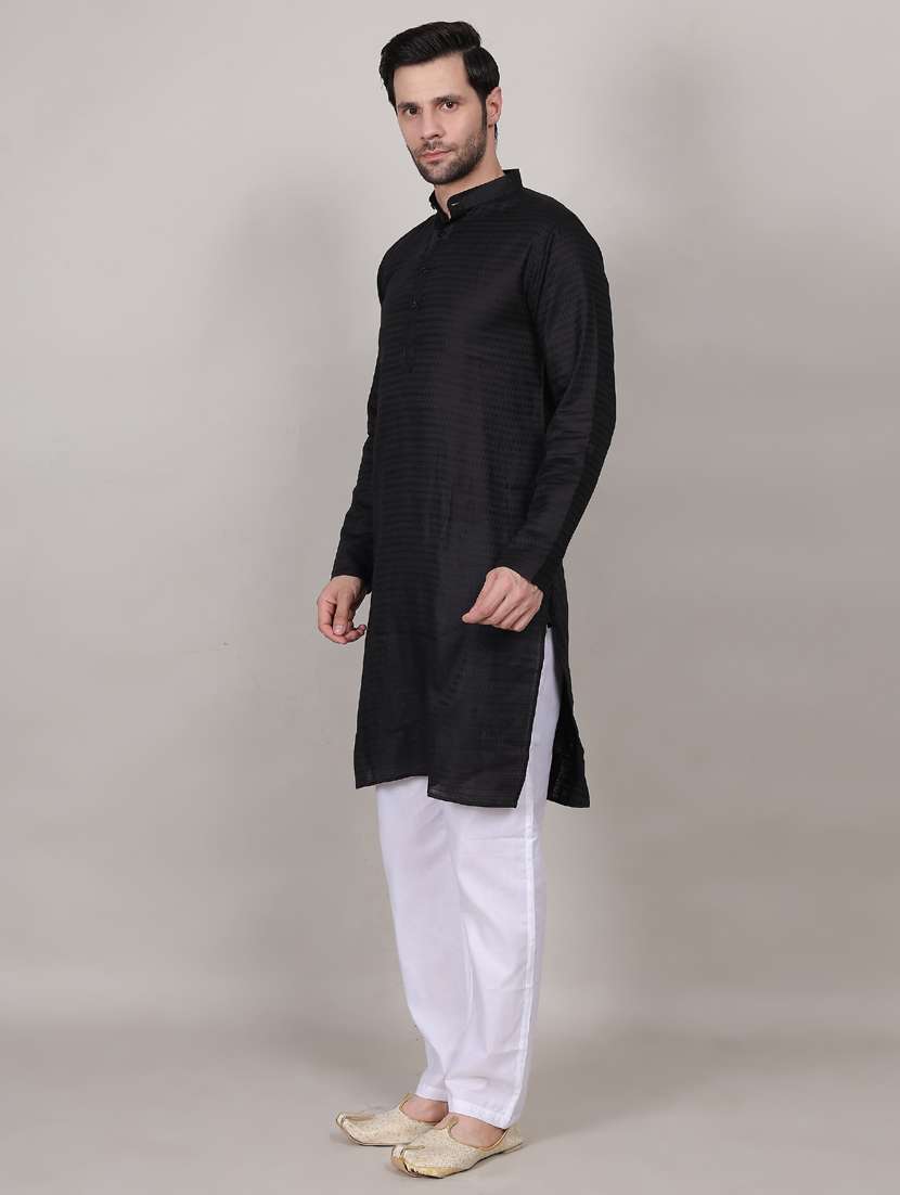 Men Self Designed Long Sleeves Kurta Trouser Set