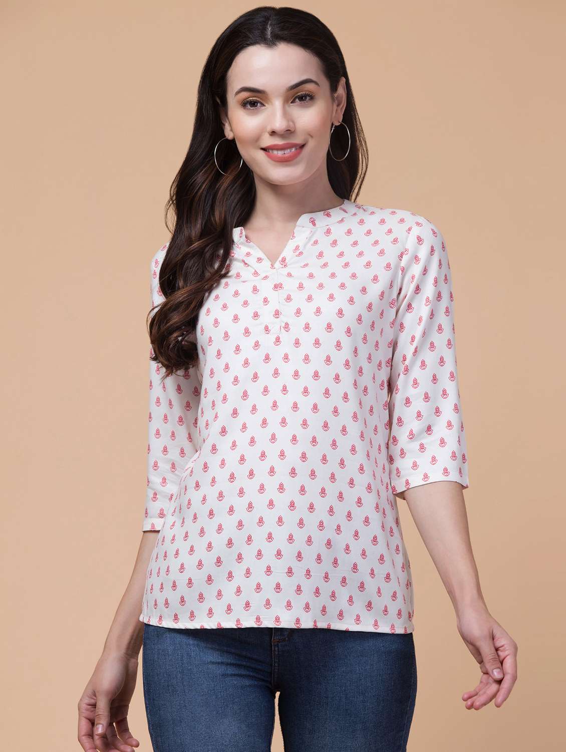 women three quarter sleeve straight kurti