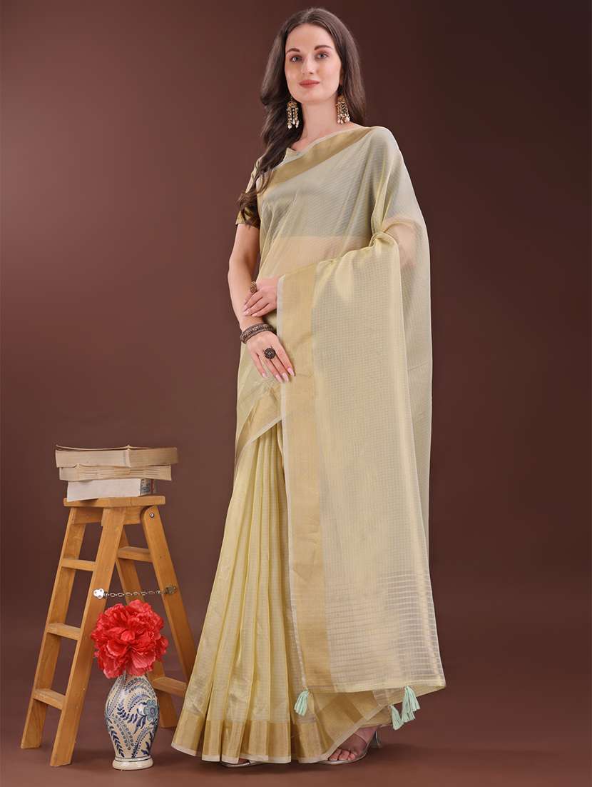 women solid with bordered saree with blouse - 21909372 -  Standard Image - 2