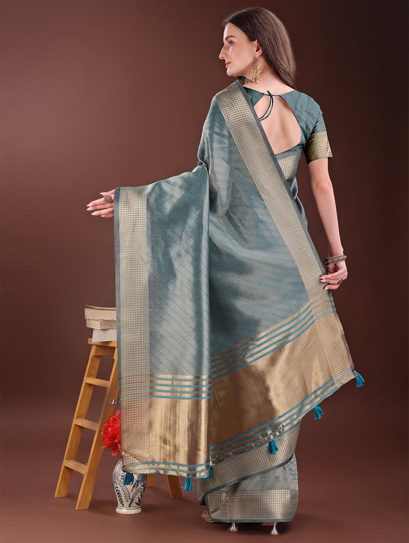 women self design bordered saree with blouse - 21909377 - Standard Image - 2