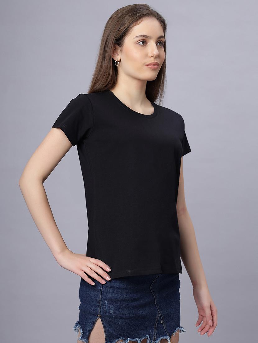 women solid short sleeves regular fit t-shirt - 21909516 - Standard Image - 2