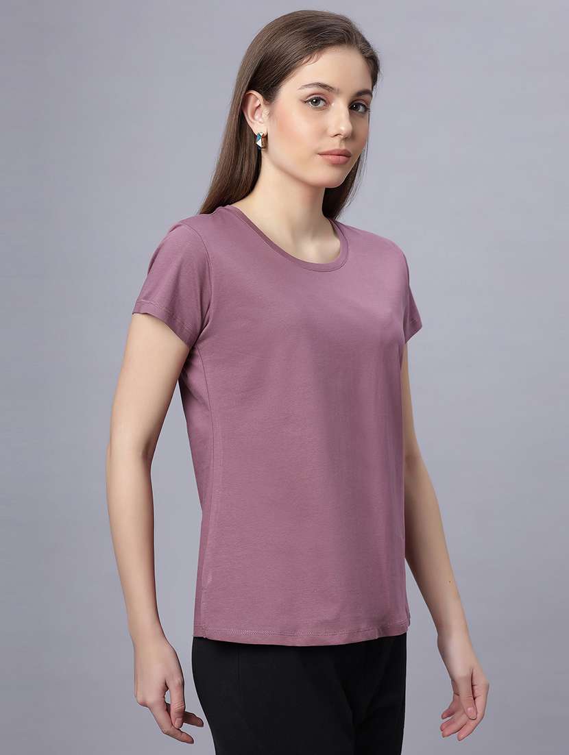 women solid short sleeves regular fit t-shirt - 21909517 -  Standard Image - 2