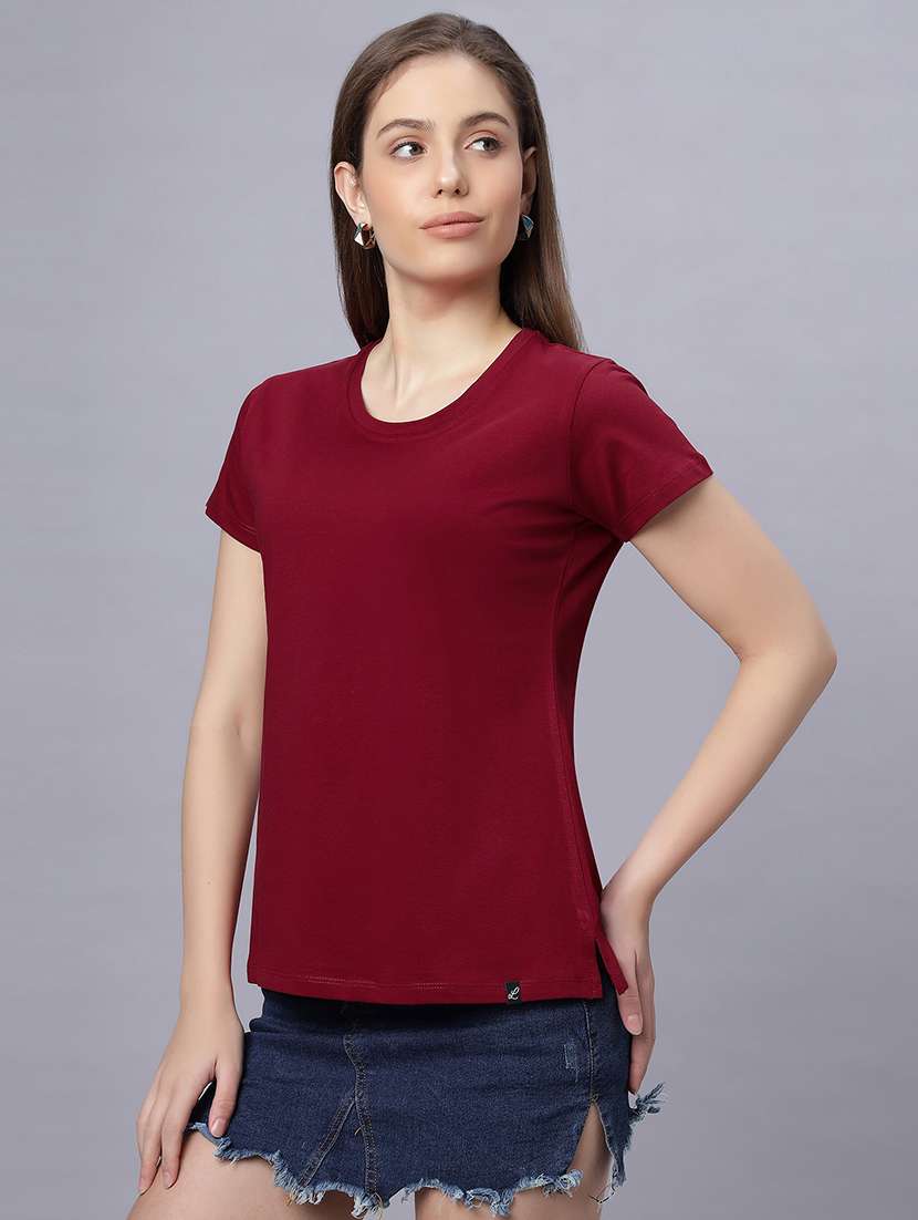 women solid short sleeves regular fit t-shirt - 21909520 -  Standard Image - 2