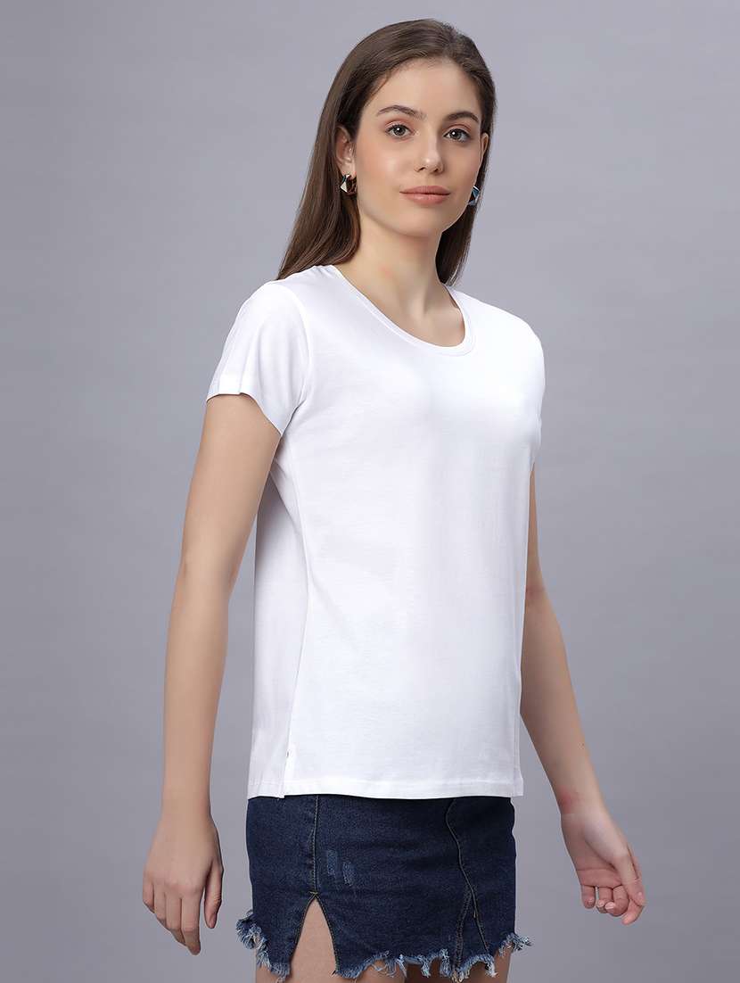 women solid short sleeves regular fit t-shirt - 21909521 -  Standard Image - 2