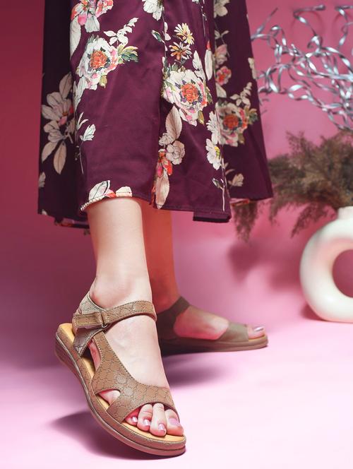 women khaki ankle strap sandal - 21909543 -  Standard Image - 0
