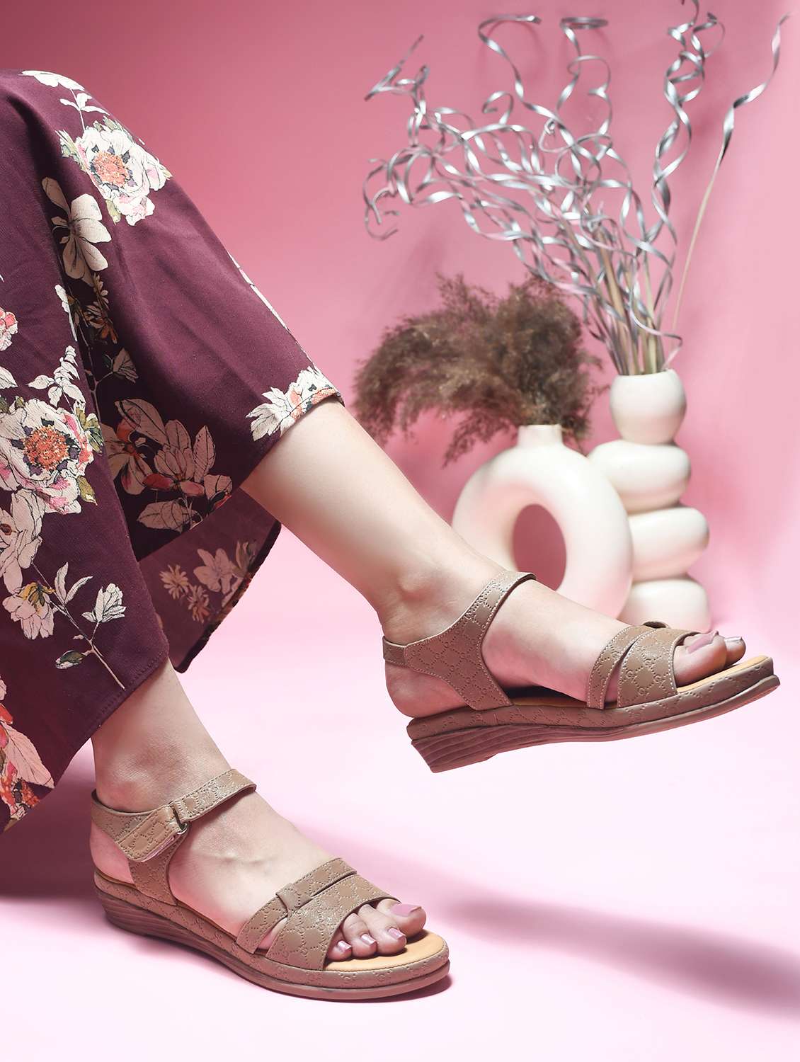 women khaki ankle strap sandal