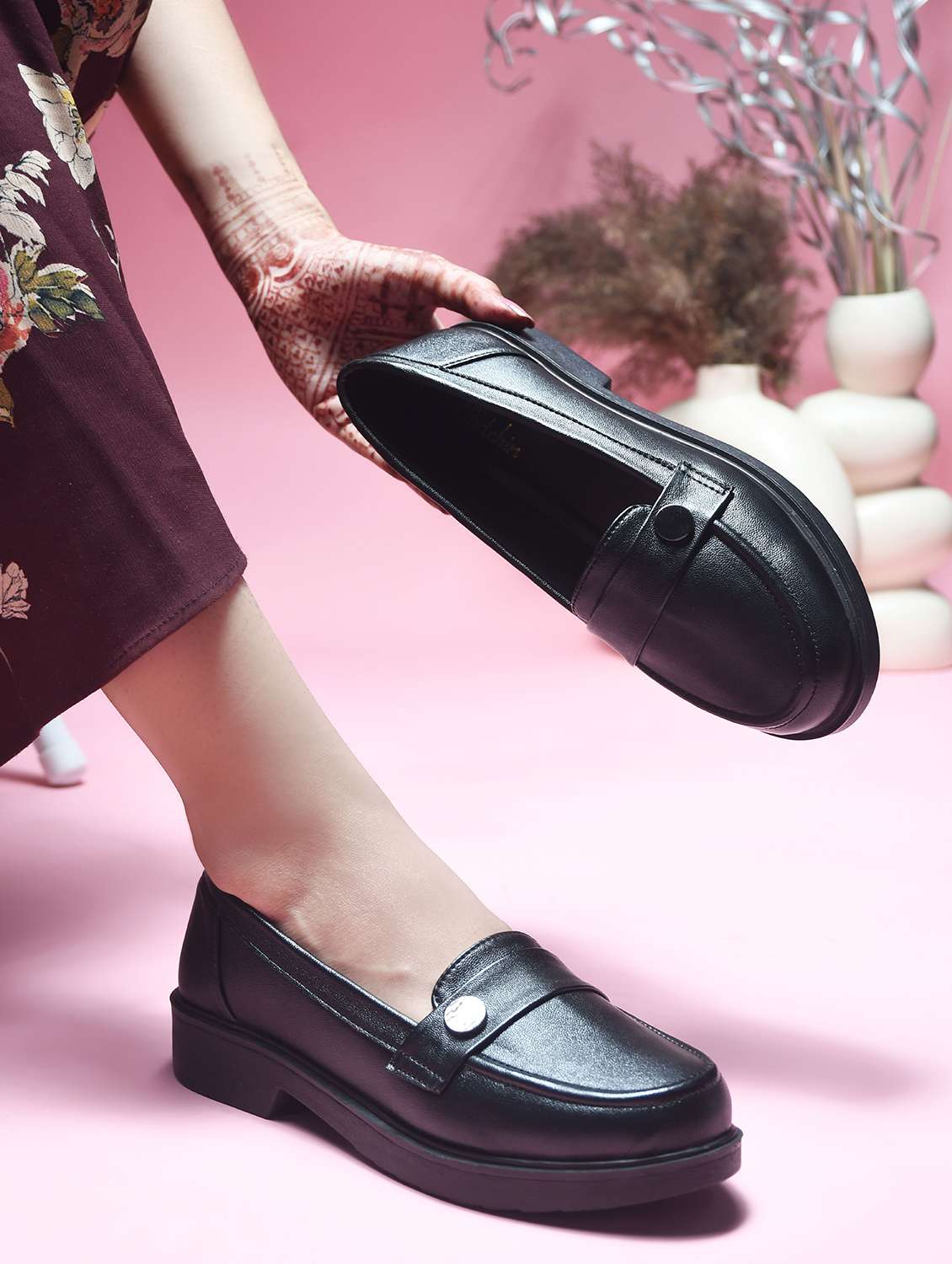 women black slip on loafer