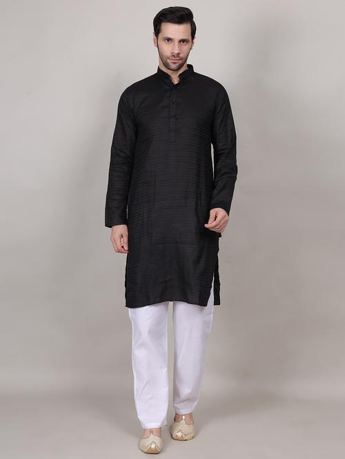 men self design mandarin neck kurta with trousers ethnic wear set - 21909573 - Standard Image - 0