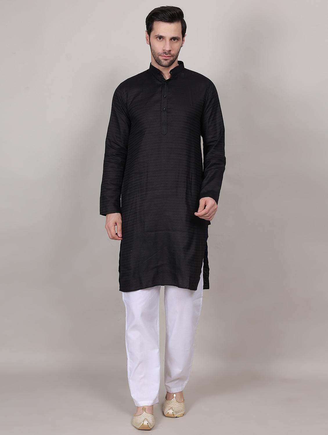 men self design mandarin neck kurta with trousers ethnic wear set - 21909573 - Zoom Image - 0