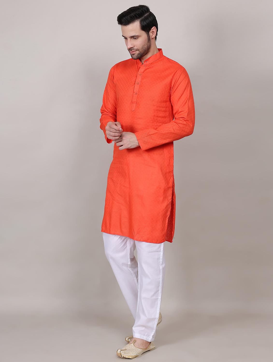 men self design mandarin neck long kurta - 21909583 - Standard Image - 2