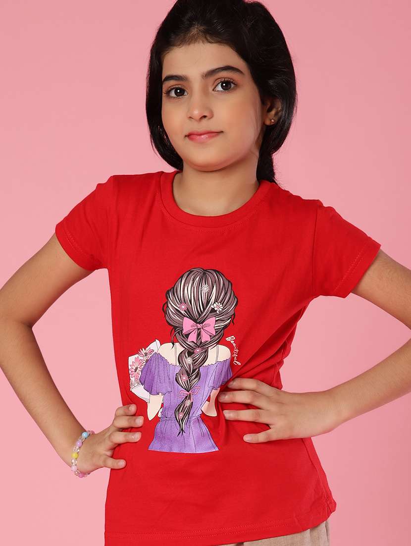 girls printed short sleeve tee