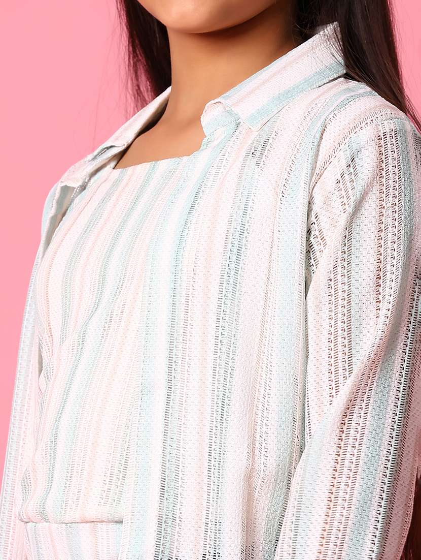 girls striped three quarter sleeve shirt top - 21909891 -  Standard Image - 2
