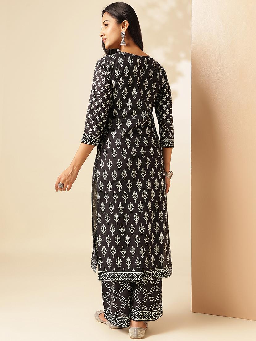 women three quarter sleeve kurta palazzo set - 21909925 - Standard Image - 2