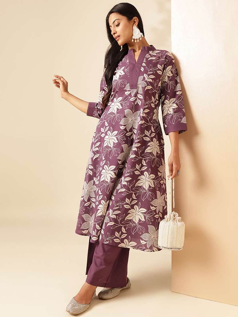 women three quarter sleeve kurta palazzo with dupatta set