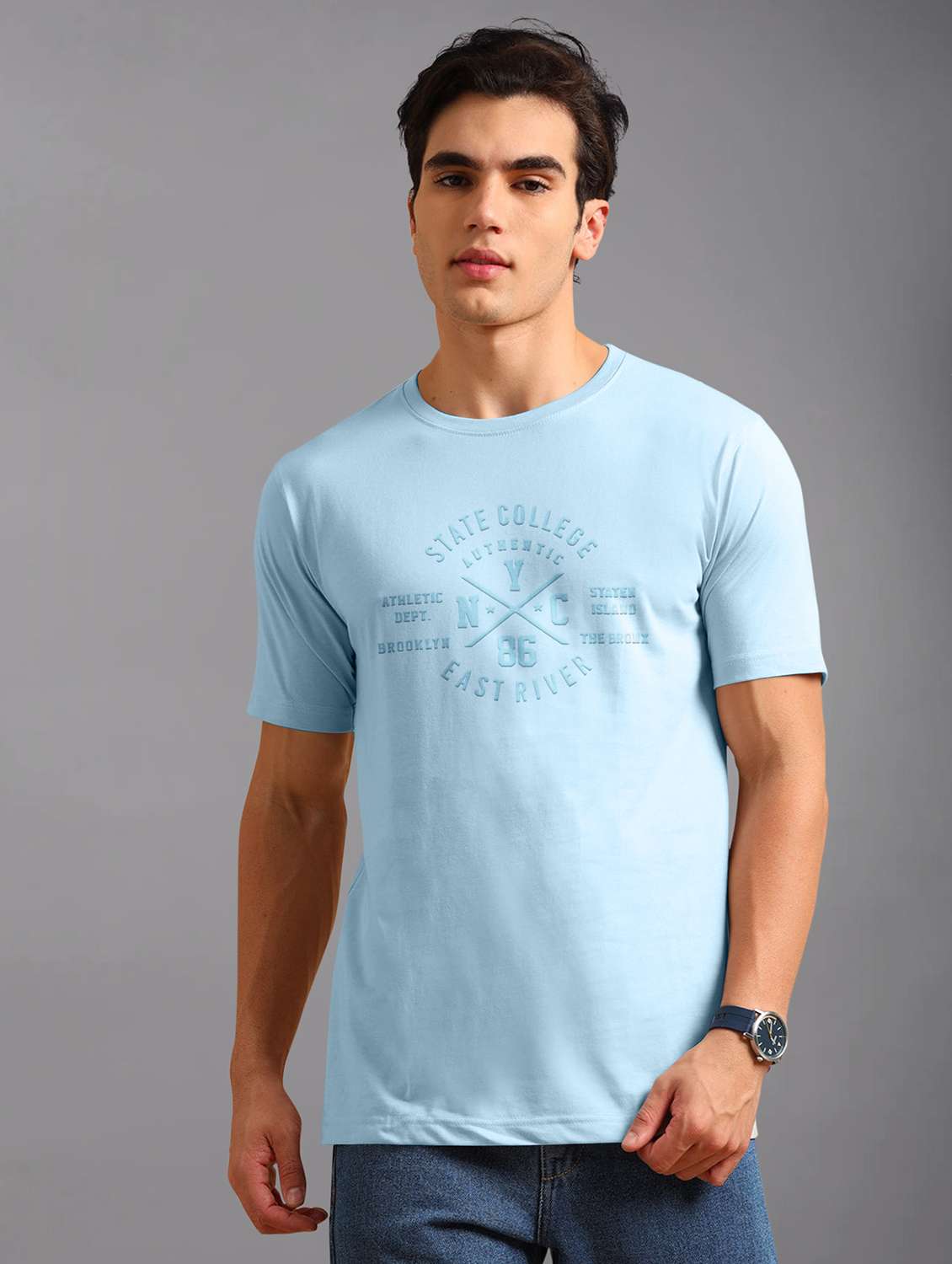 men printed short sleeves t-shirt