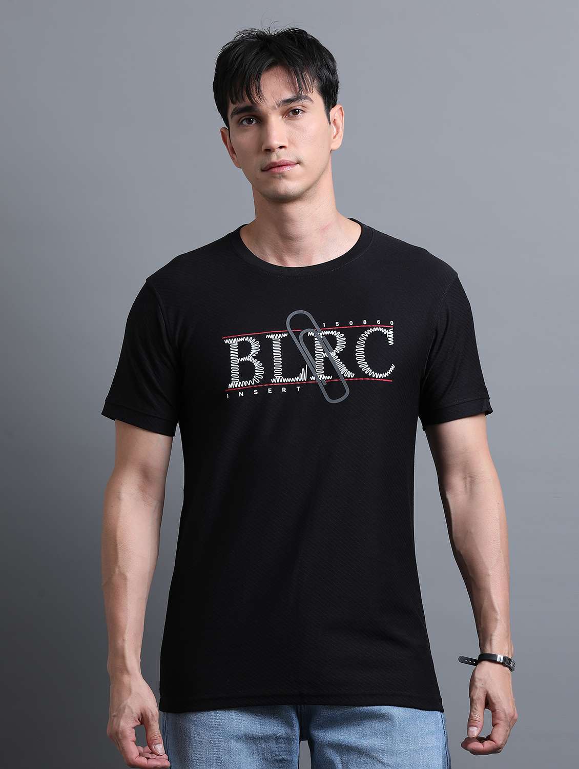 men chest print short sleeve regular fit t-shirt