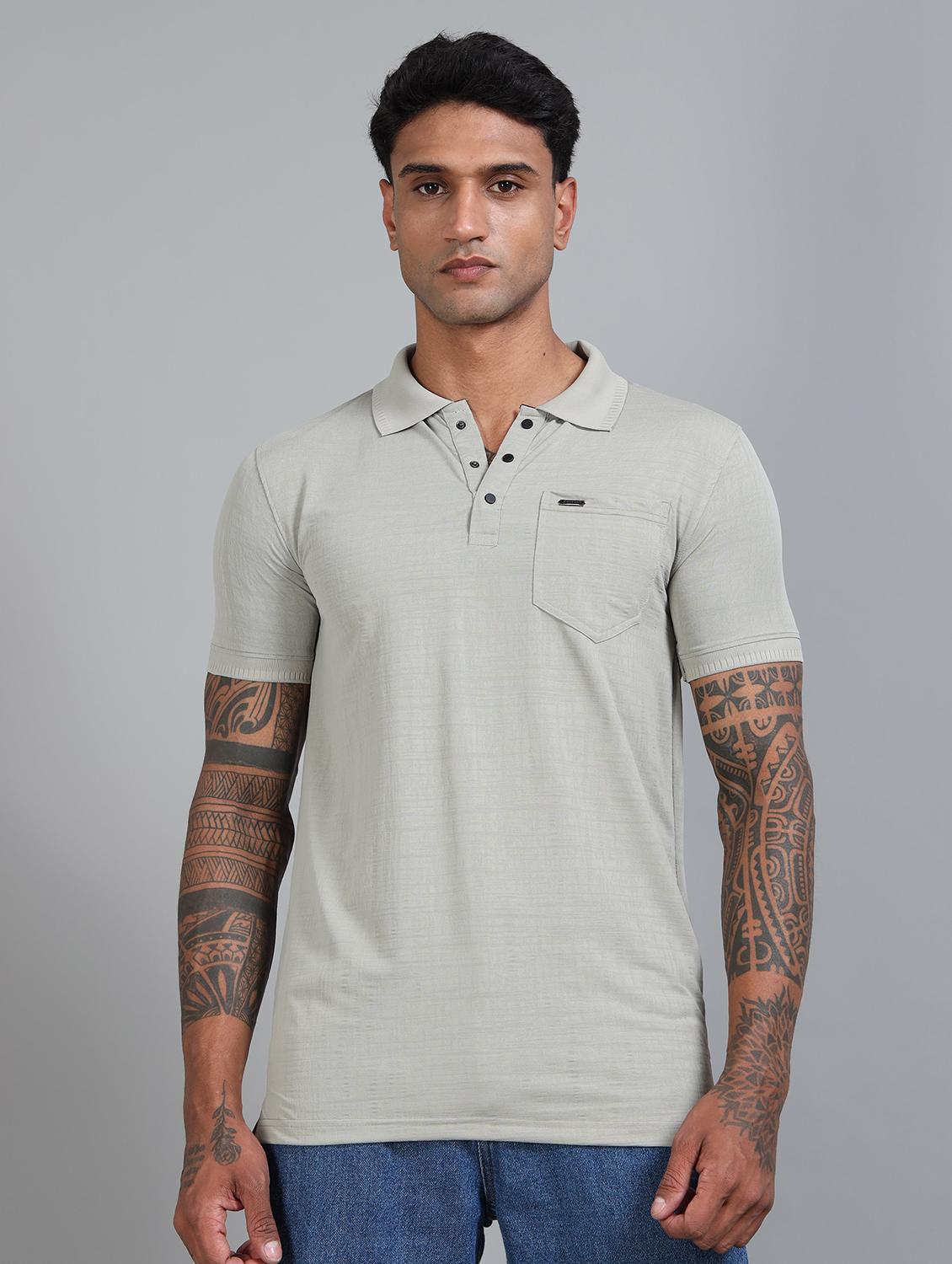 men solid short sleeves polo t-shirt