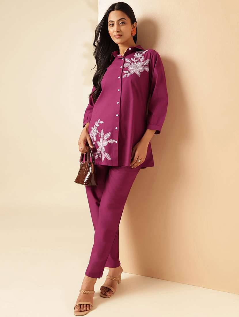women three quarter sleeve ethnic co-ord set - 21910124 -  Standard Image - 2