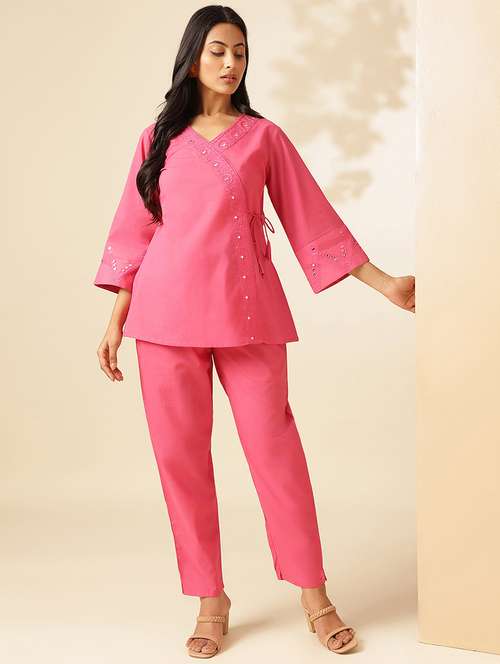 women three quarter sleeve ethnic co-ord set