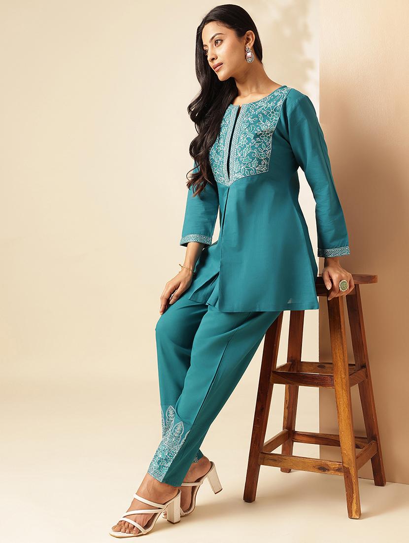 women three quarter sleeve ethnic co-ord set - 21910130 - Zoom Image - 0