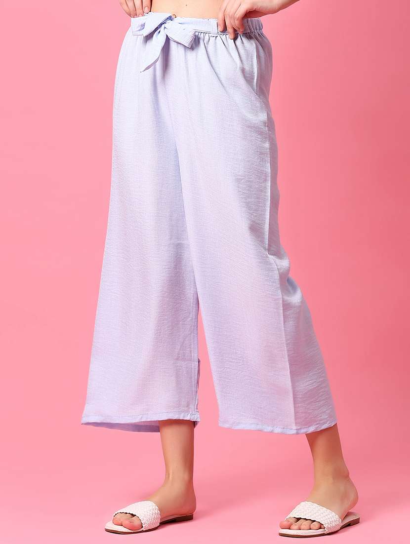 women solid mid rise flaerd palazzo - 21910198 - Standard Image - 2