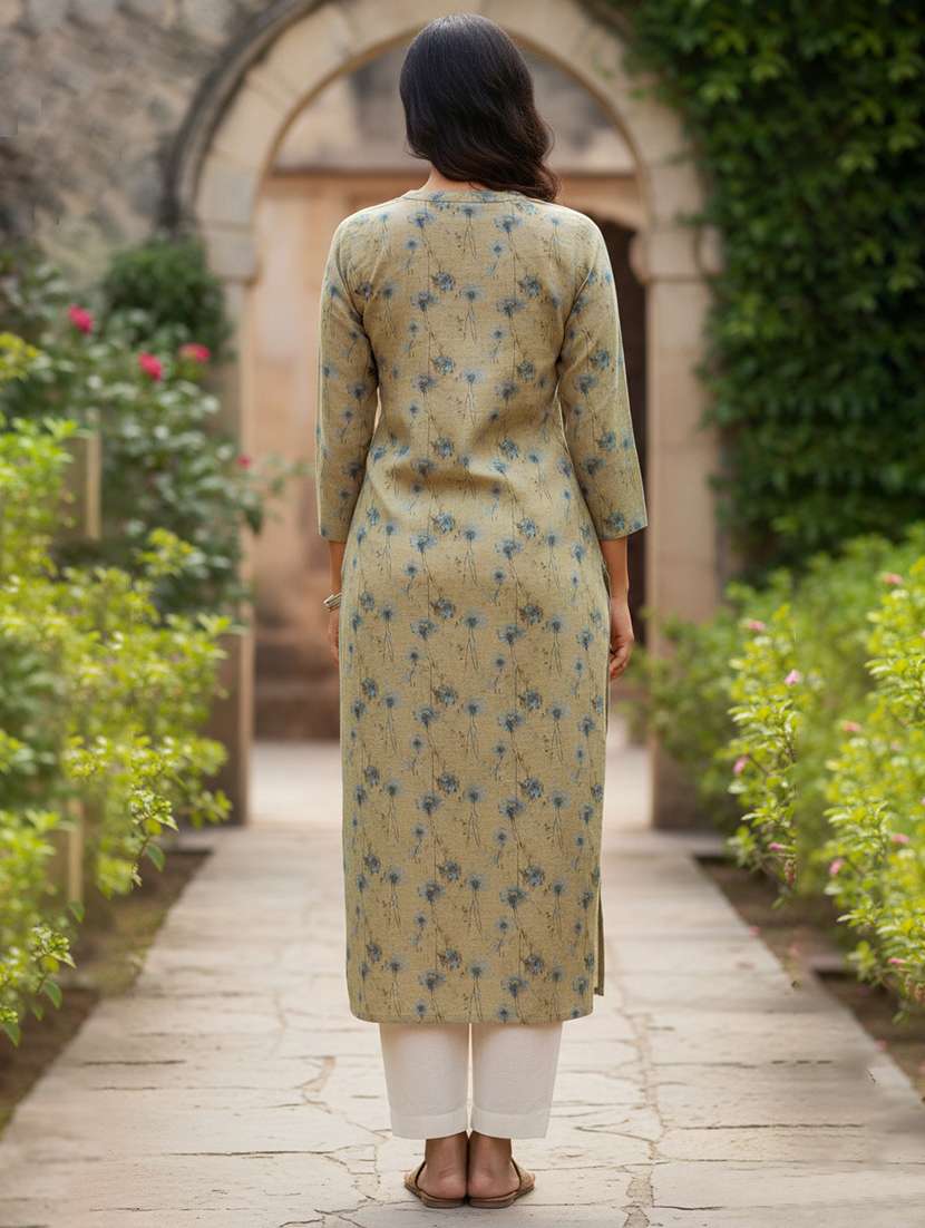 women printed mandarin neck straight kurta - 21910255 -  Standard Image - 2