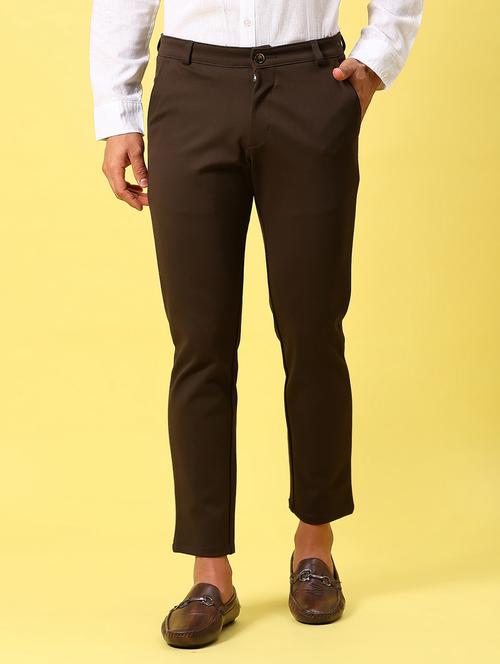 men solid md rise flat front casual chinos  - 21910301 -  Standard Image - 0