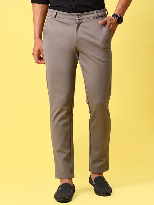 men solid md rise flat front casual chinos  - 21910303 -  Standard Image - 0