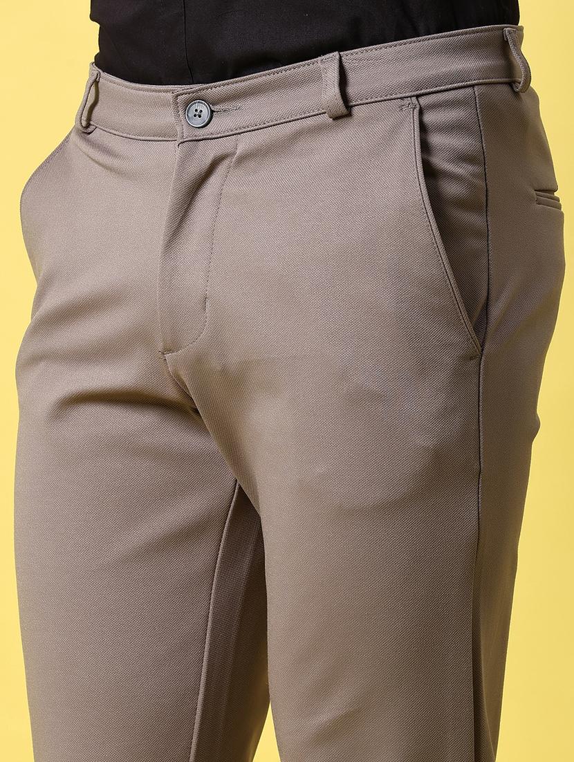men solid md rise flat front casual chinos - 21910303 - Standard Image - 2