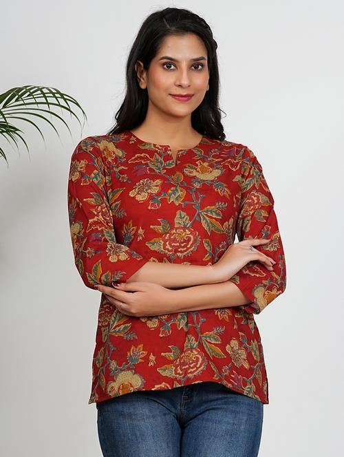 women printed  notch neck straight kurti - 21910429 -  Standard Image - 0