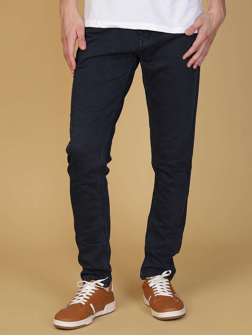 men solid mid rise slim fit jean