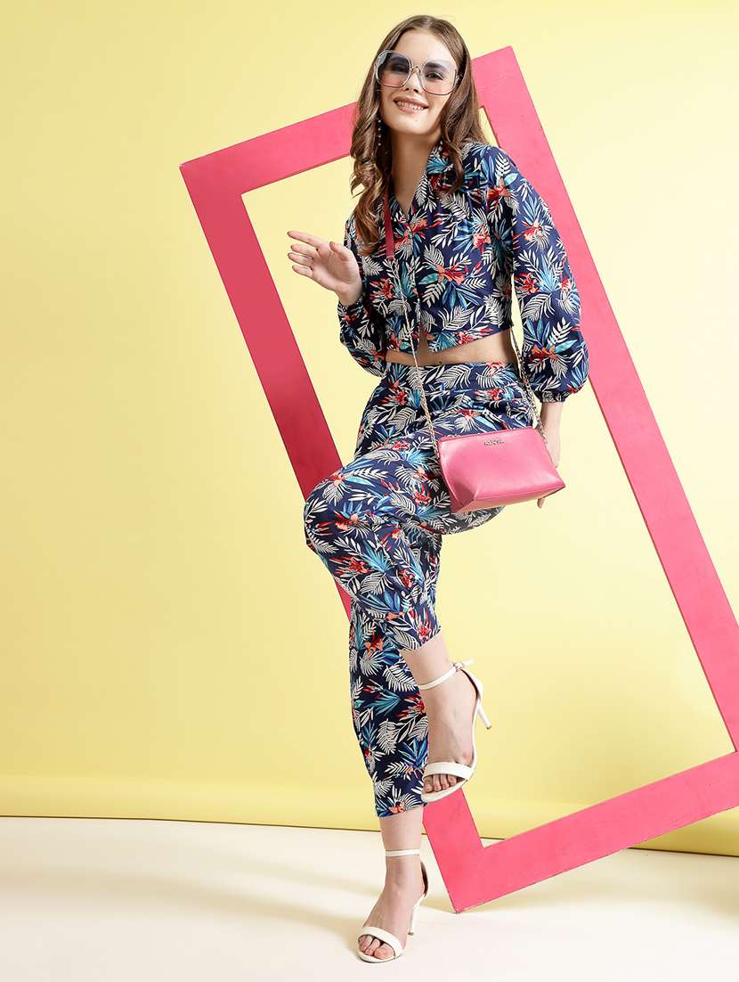 women floral printed shirt and trouser co-ord set